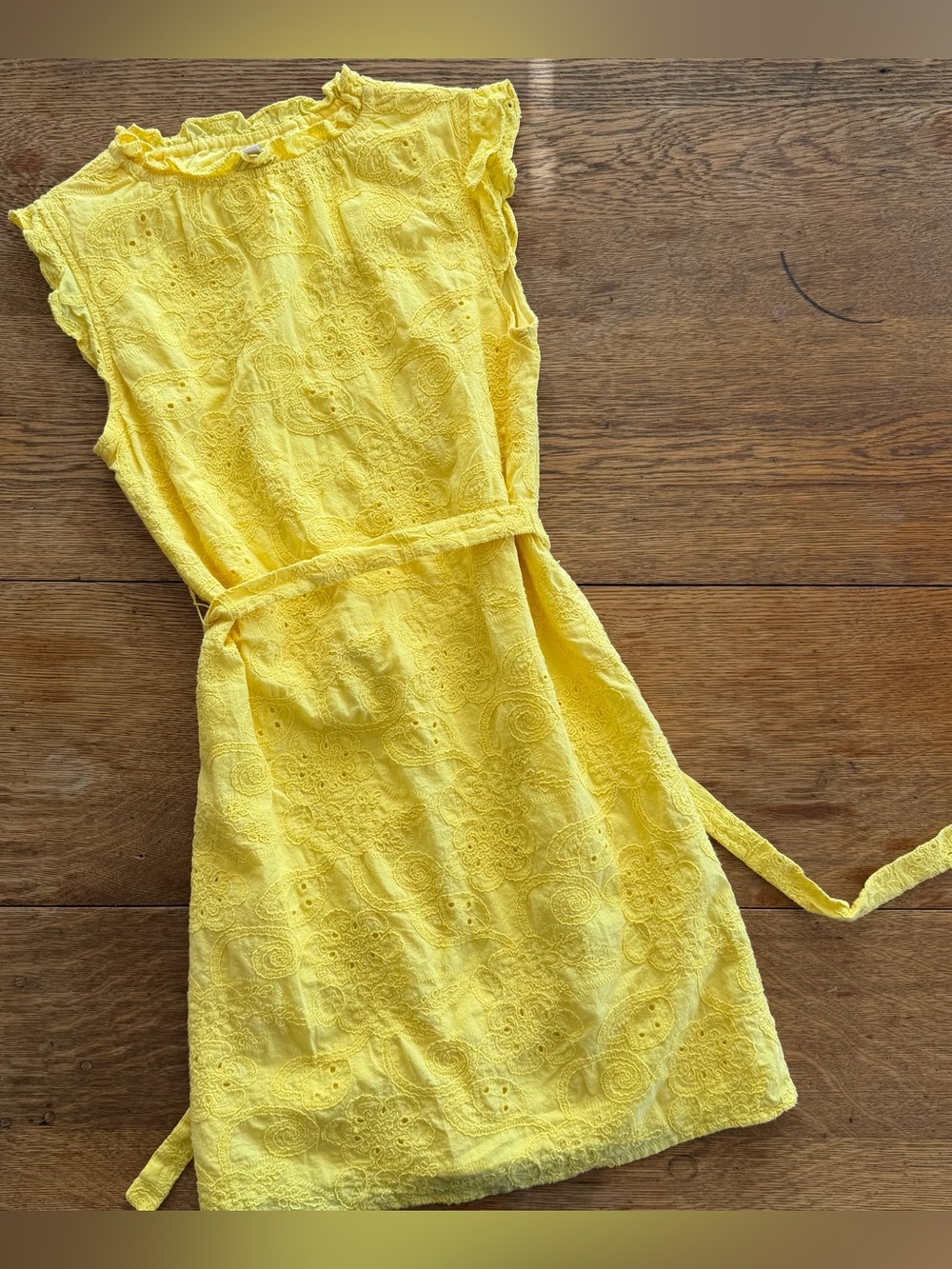 Nanette Lepore Cotton Embroidered Yellow Eyelet Mini Dress